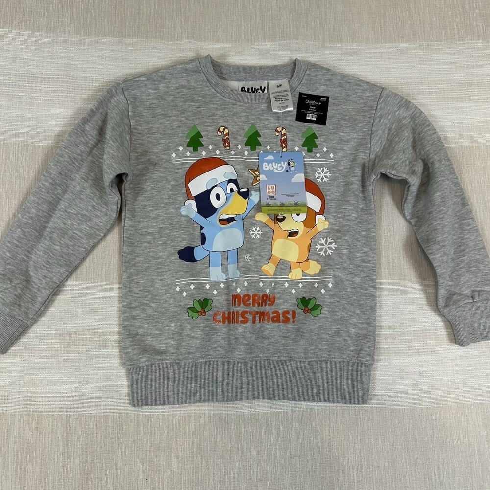 NWT Bluey & Bingo Unisex Kids Size S Christmas Crewneck‎ Sweatshirt NEW Small